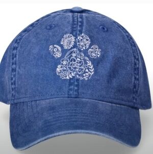 Time and Tru- Blue Cotton Twill Floral Paw Embroidery (Blue Comet 💙)
